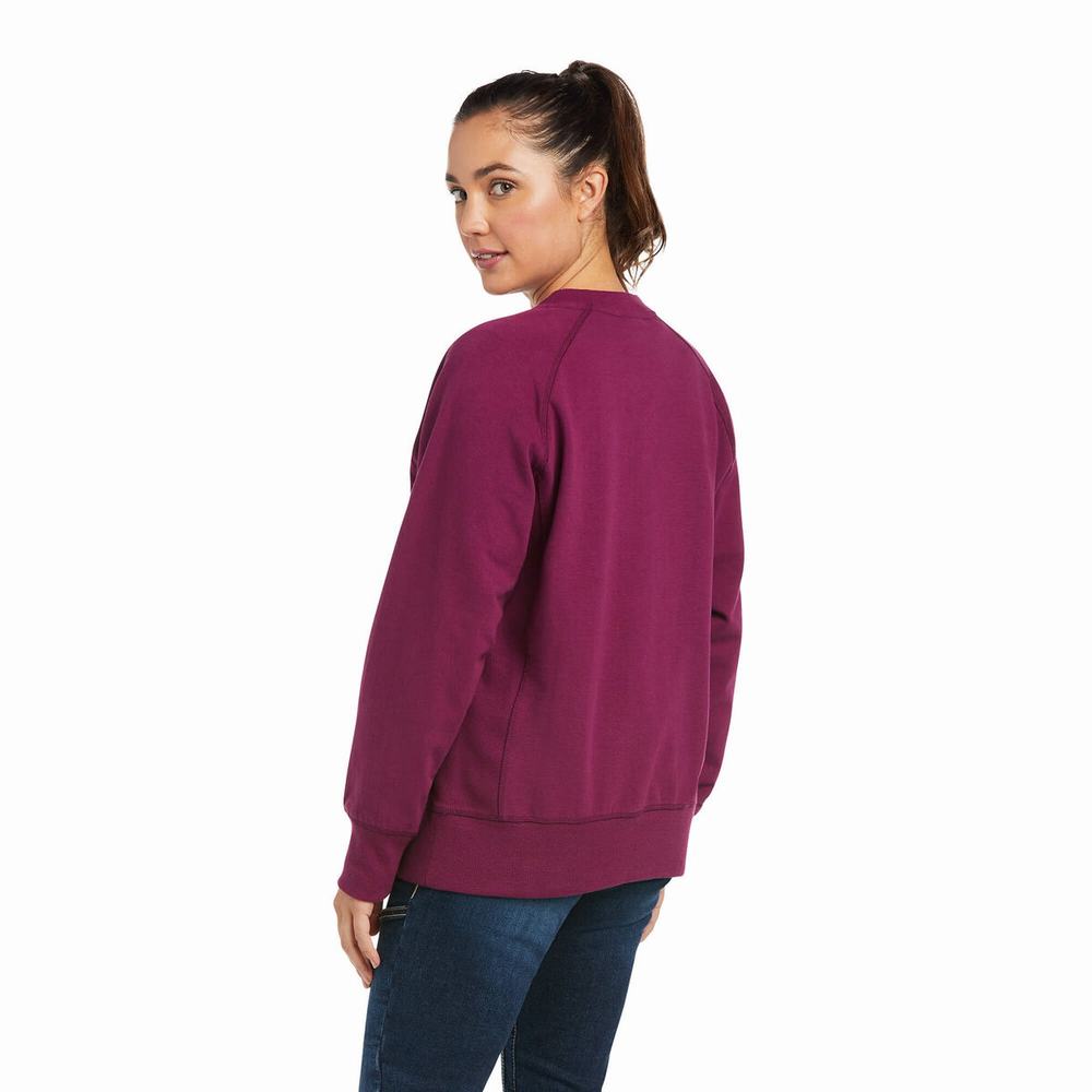 Hoodies Ariat Rebar Workman Washed Fleece Donna Viola | IT840SRWJ