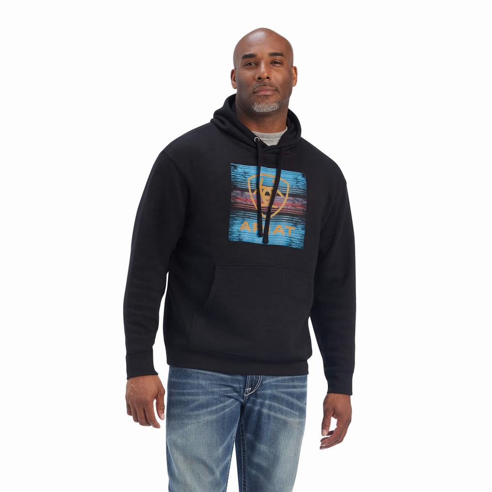 Hoodies Ariat Serape Block Uomo Nere | IT180SCIJ