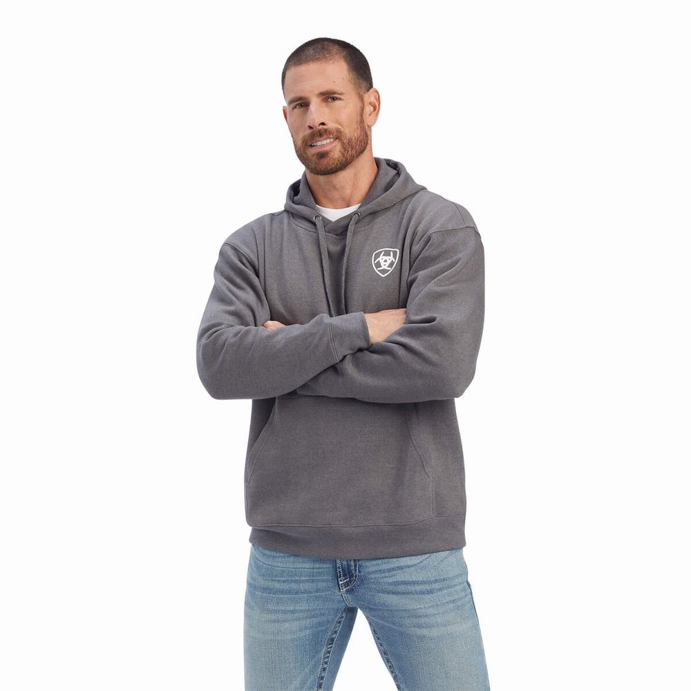 Hoodies Ariat Southwest Shield Uomo Grigie | IT457TPCL