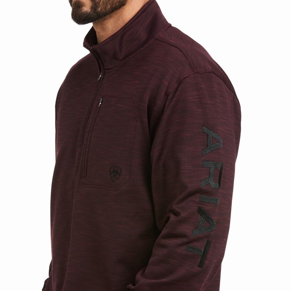 Hoodies Ariat Team Logo 1/4 Zip Uomo Grigie | IT631ORIF