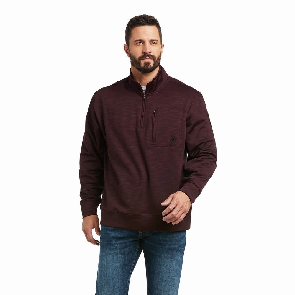 Hoodies Ariat Team Logo 1/4 Zip Uomo Grigie | IT631ORIF