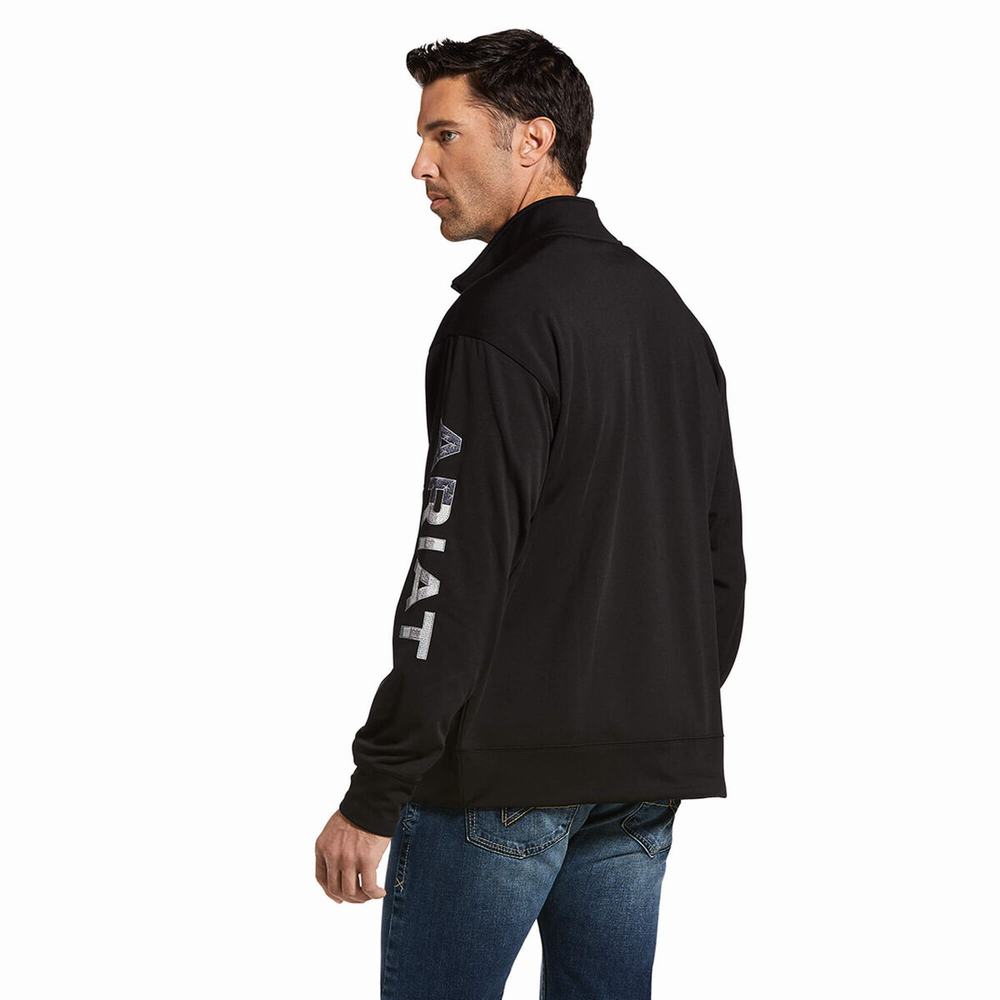 Hoodies Ariat Team Logo 1/4 Zip Uomo Nere | IT034HFSV