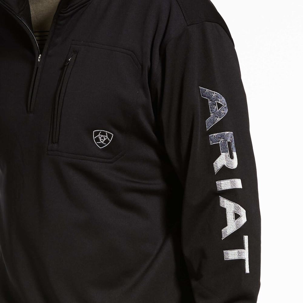 Hoodies Ariat Team Logo 1/4 Zip Uomo Nere | IT034HFSV