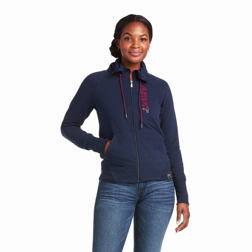 Hoodies Ariat Team Logo Full Zip Donna Colorate | IT739WDTI