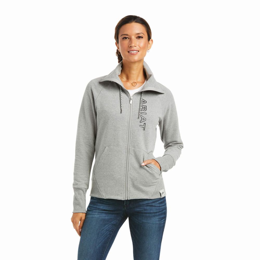 Hoodies Ariat Team Logo Full Zip Donna Grigie | IT342YAFT