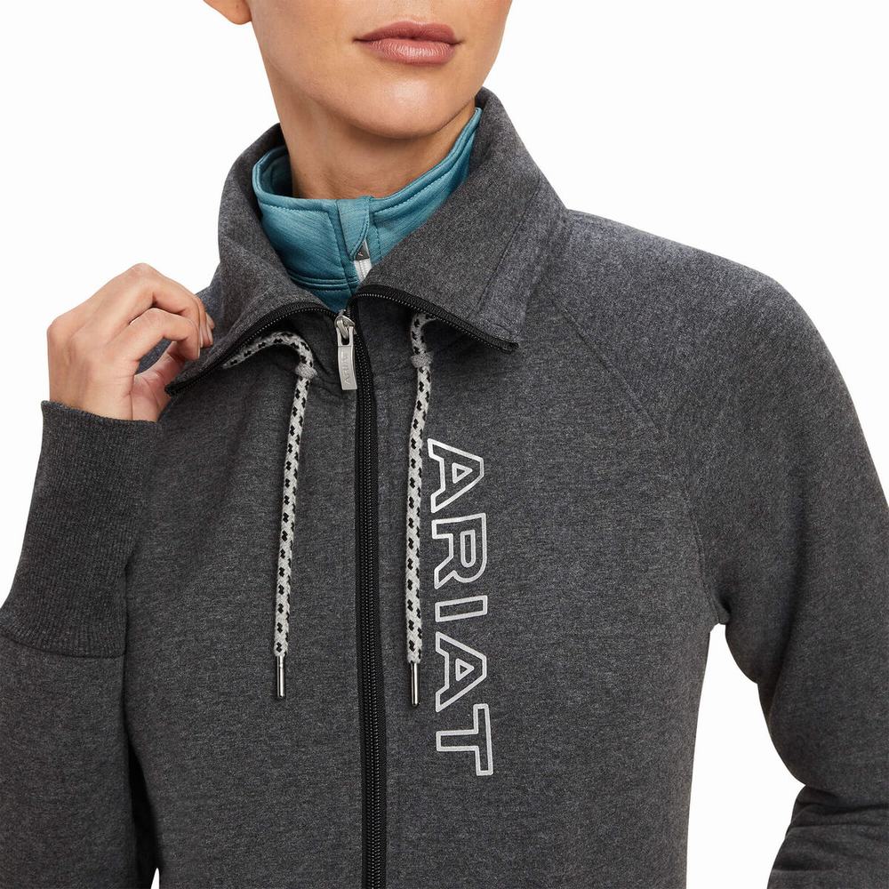 Hoodies Ariat Team Logo Full Zip Donna Grigie | IT439JZQG