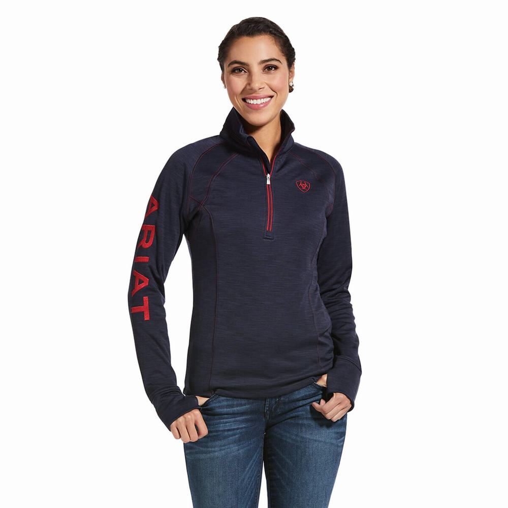 Hoodies Ariat Tek Team 1/2 Zip Donna Blu Marino | IT479LRTU