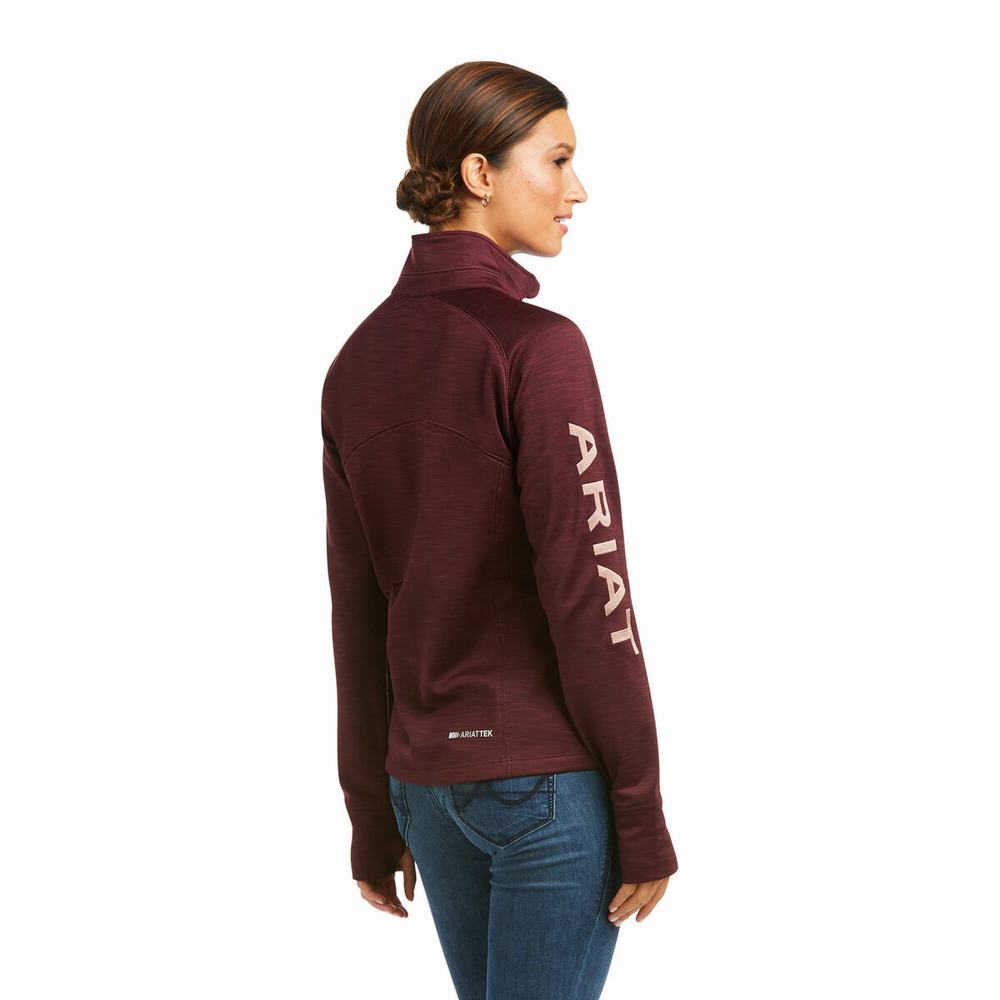 Hoodies Ariat Tek Team 1/2 Zip Donna Bordeaux | IT605KIEV