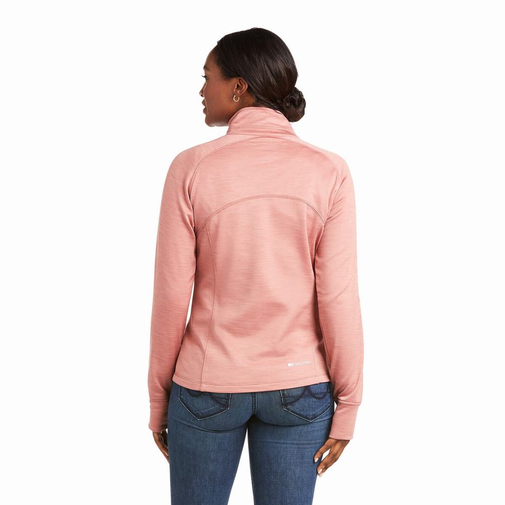 Hoodies Ariat Tek Team 1/2 Zip Donna Grigie Rosa | IT537VOMK