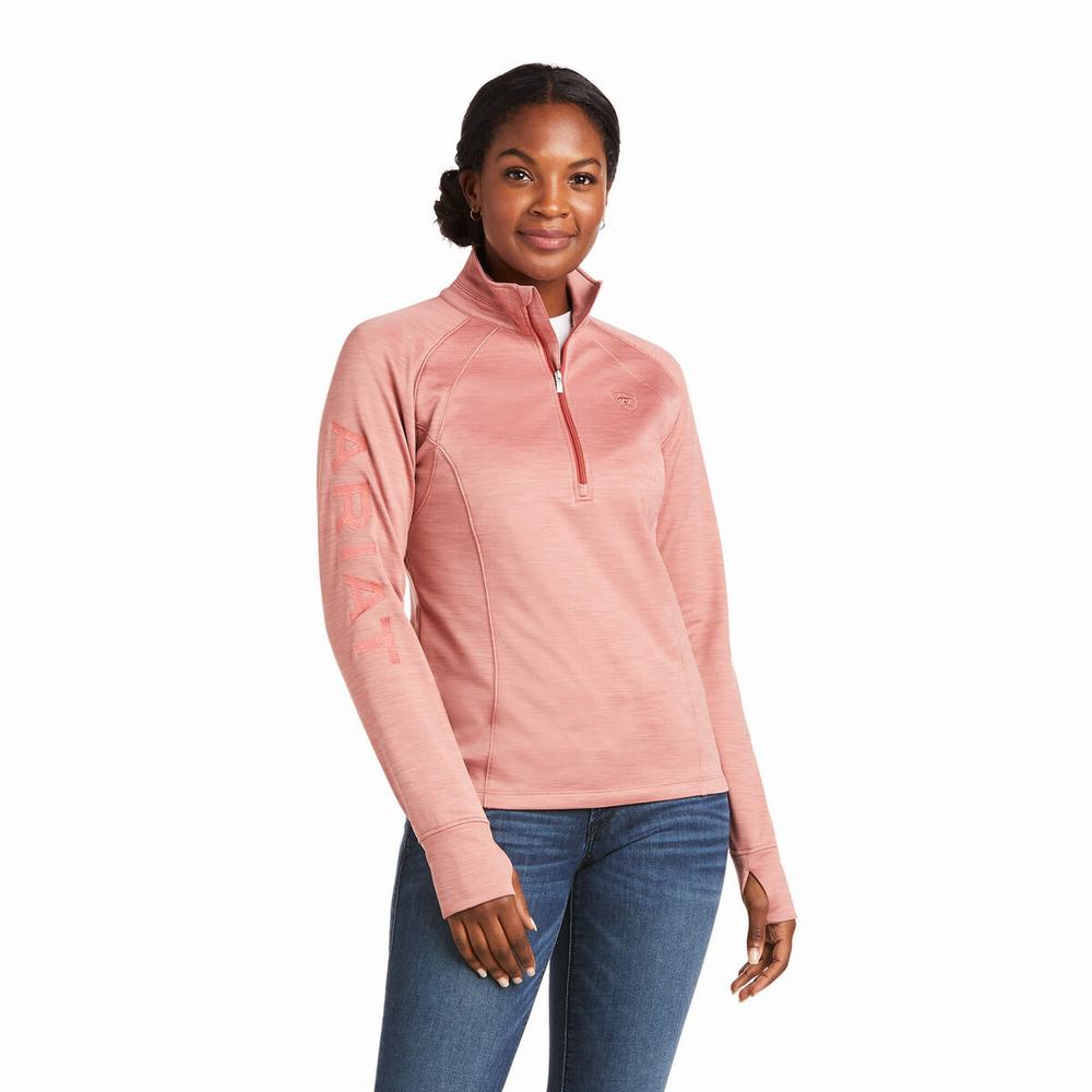 Hoodies Ariat Tek Team 1/2 Zip Donna Grigie Rosa | IT537VOMK