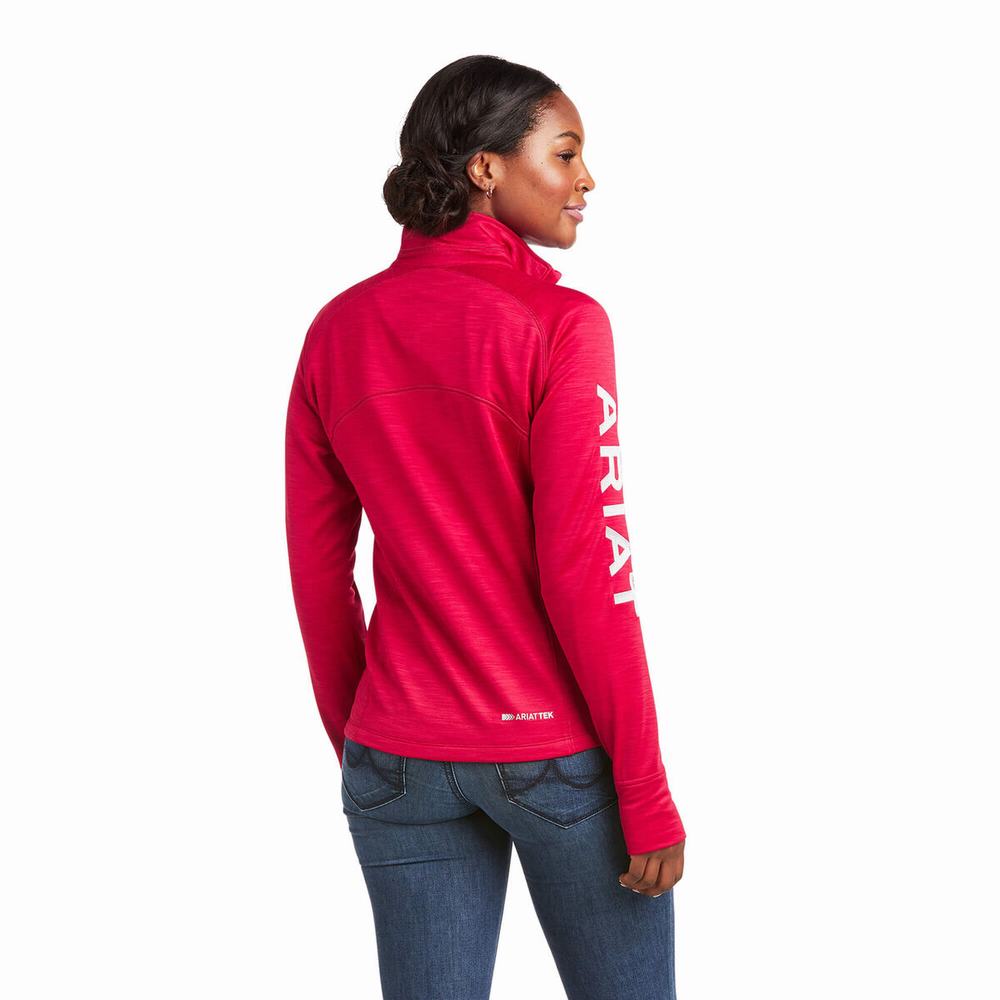 Hoodies Ariat Tek Team 1/2 Zip Donna Rosse | IT035HEAG