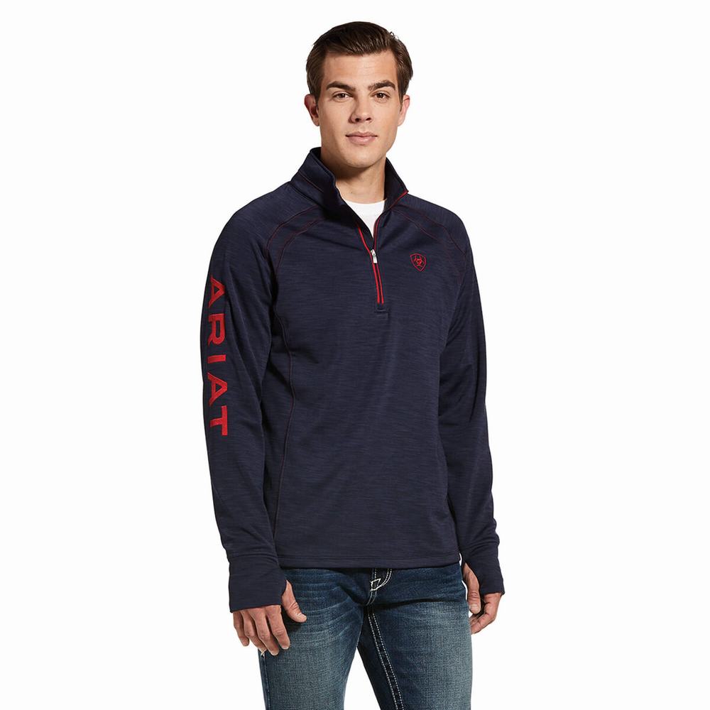 Hoodies Ariat Tek Team 1/2 Zip Uomo Blu Marino | IT367WTKA