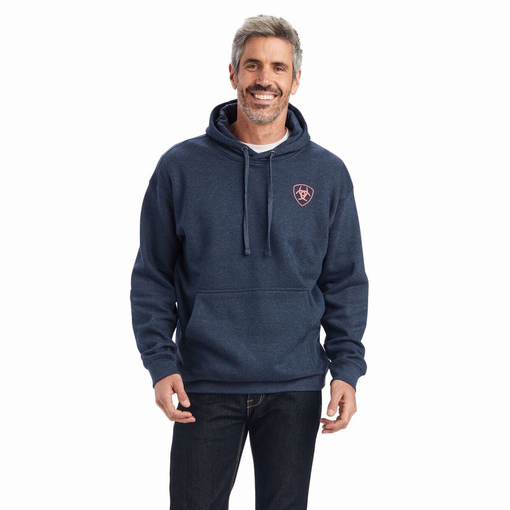 Hoodies Ariat US of A Uomo Blu Marino | IT567FCIY