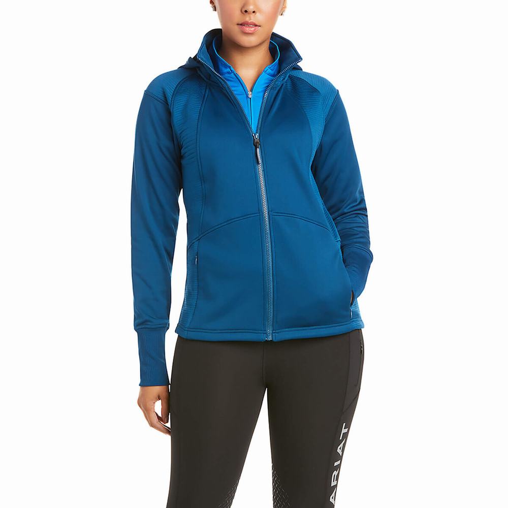 Hoodies Ariat Wilde Full Zip Donna Blu | IT201RNEK