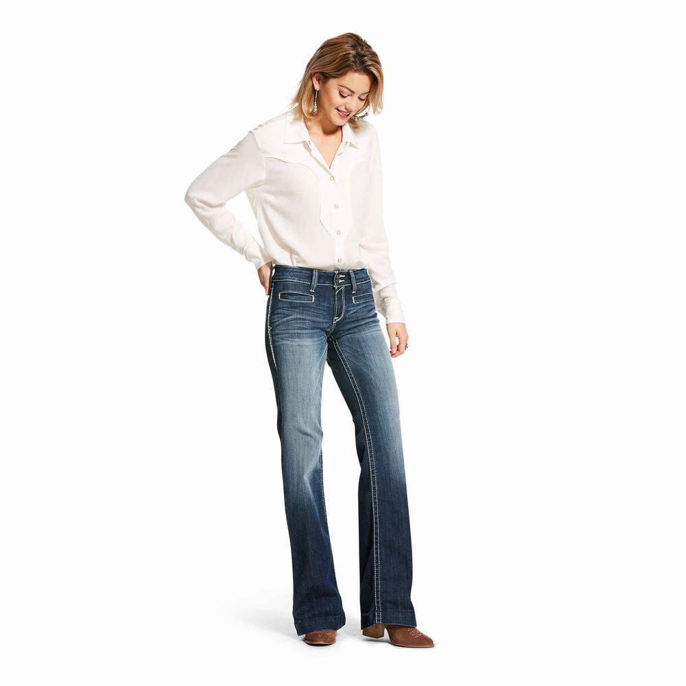 Jeans Skinny Ariat Mid Rise Stretch Entwined Donna Blu | IT415OBUJ