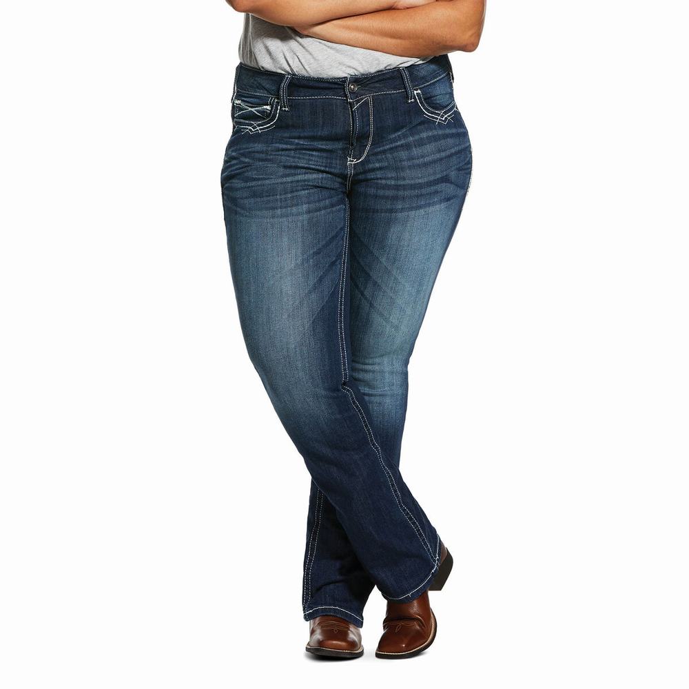 Jeans Skinny Ariat R.E.A.L. Mid Rise Stretch Entwined Cut Donna Blu | IT765MJVT