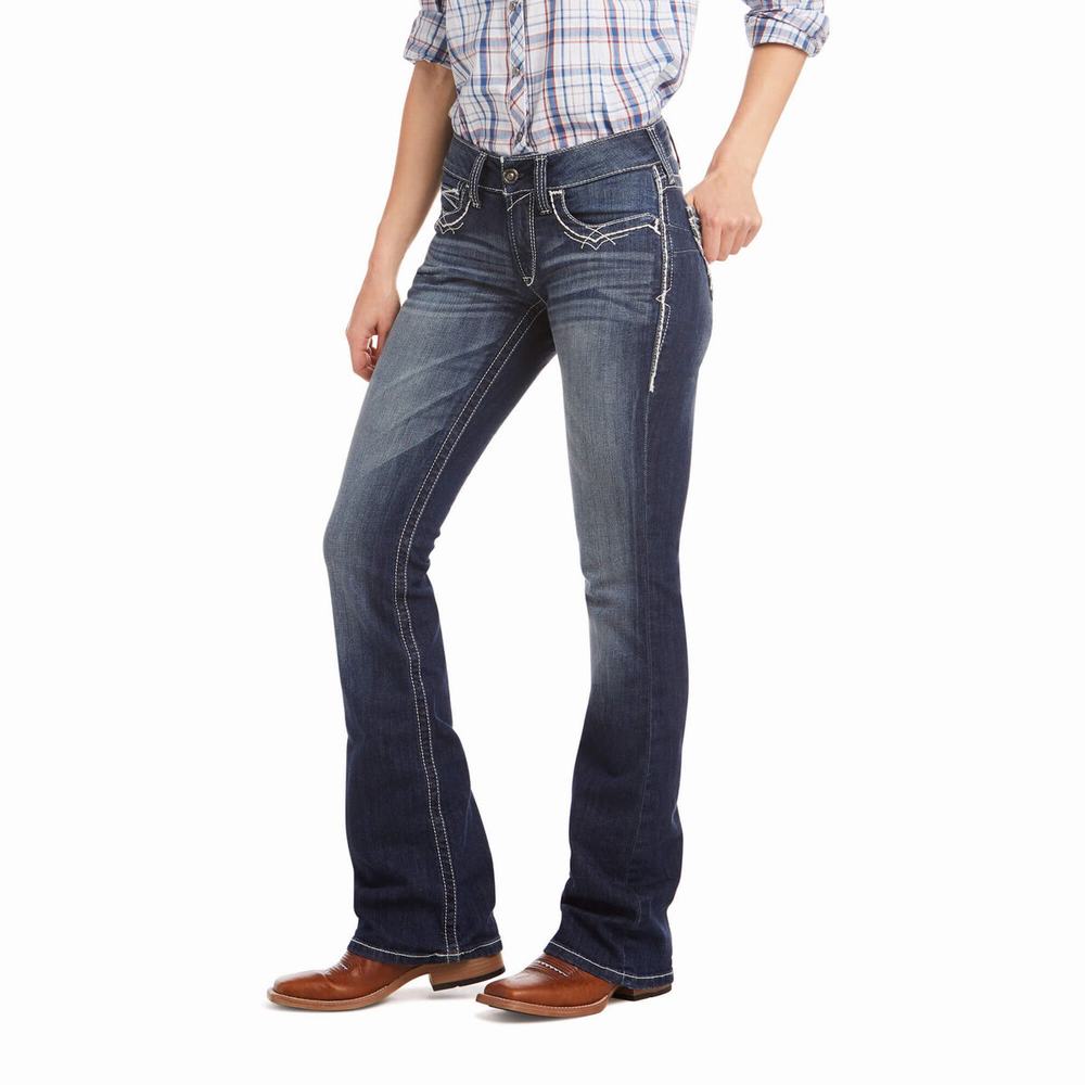 Jeans Skinny Ariat R.E.A.L. Mid Rise Stretch Entwined Cut Donna Blu | IT765MJVT