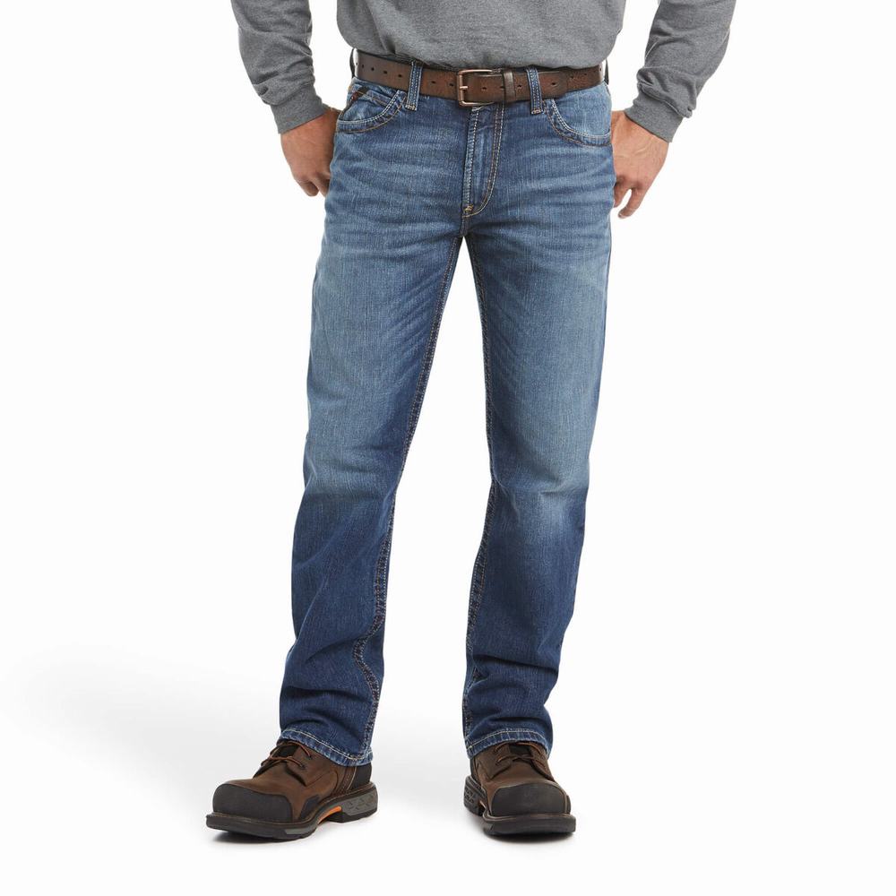 Jeans Straight Ariat FR M4 Relaxed Basic Cut Uomo Blu | IT359UJKR