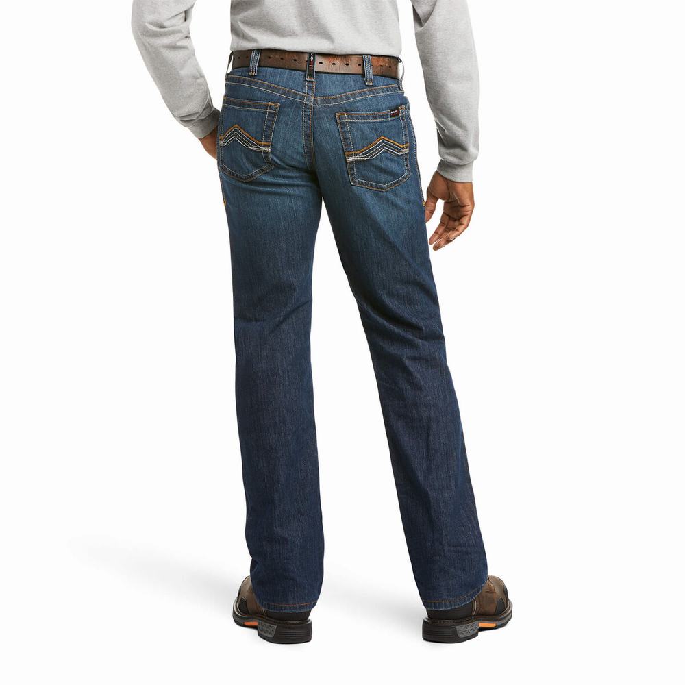 Jeans Straight Ariat FR M4 Relaxed Stretch DuraLight Jett Cut Uomo Blu | IT754EXNA