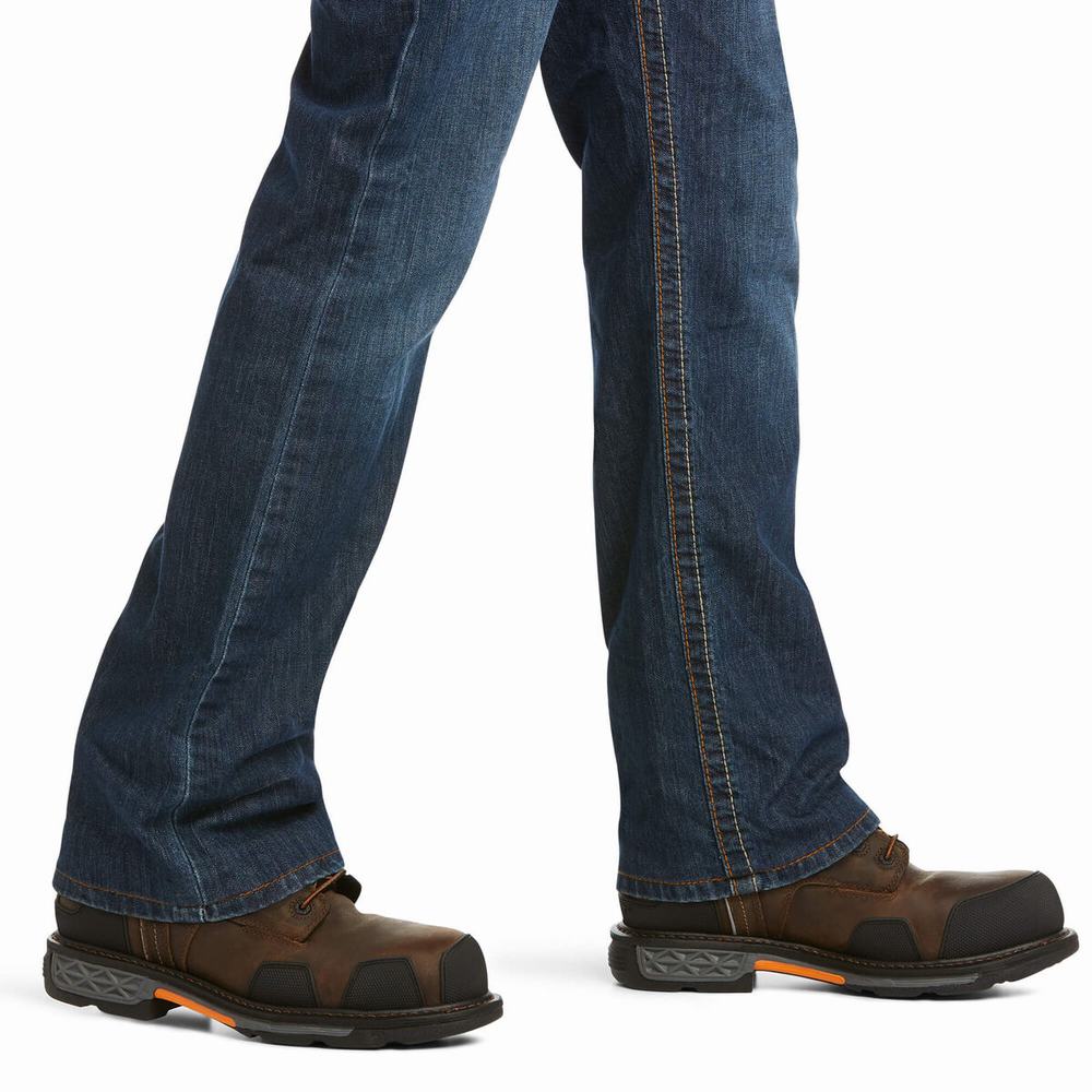 Jeans Straight Ariat FR M4 Relaxed Stretch DuraLight Jett Cut Uomo Blu | IT754EXNA