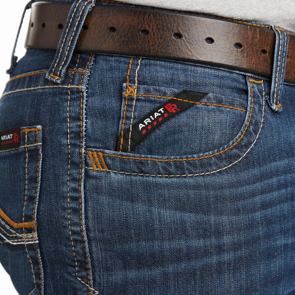 Jeans Straight Ariat FR M4 Relaxed Stretch DuraLight Jett Cut Uomo Blu | IT754EXNA