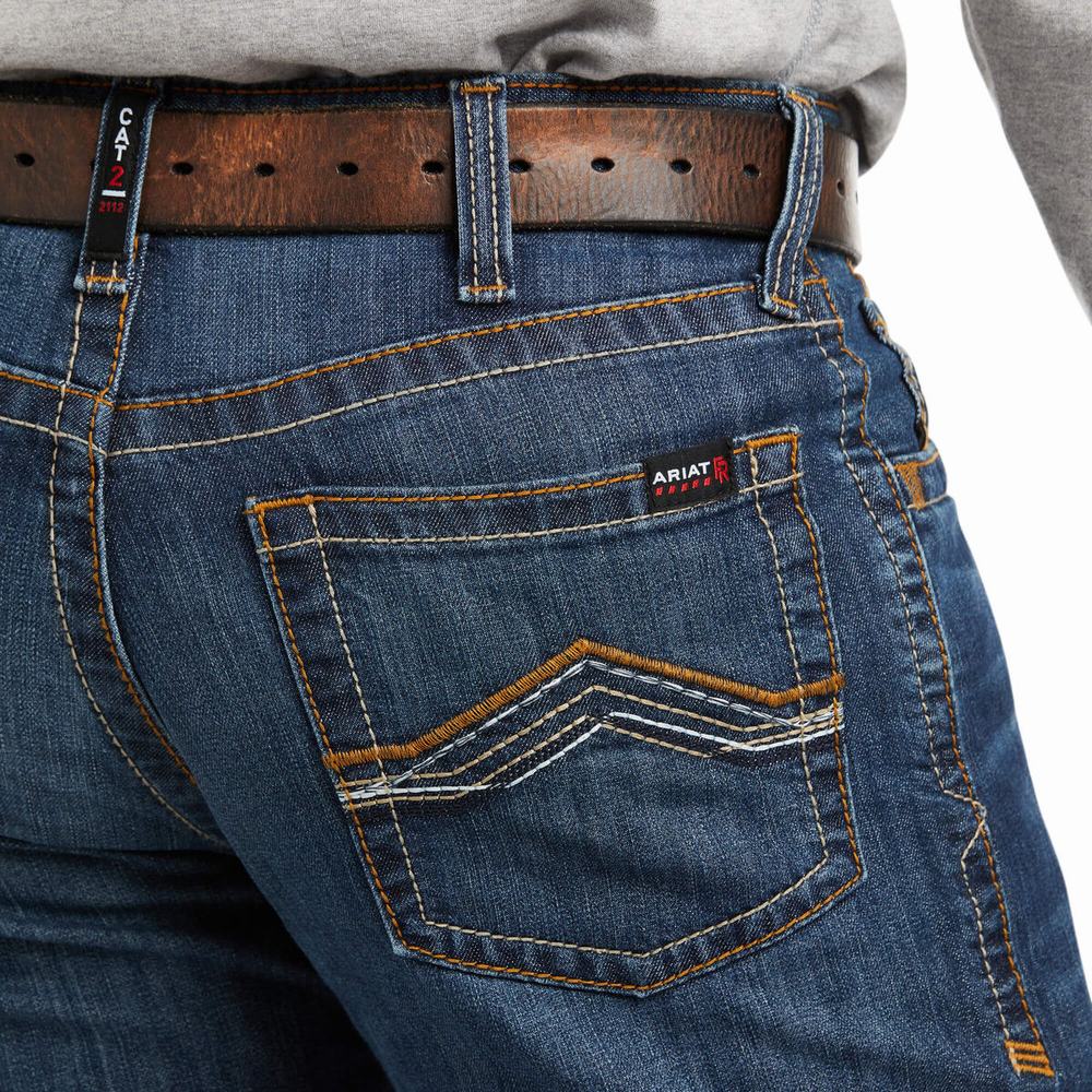 Jeans Straight Ariat FR M4 Relaxed Stretch DuraLight Jett Cut Uomo Blu | IT754EXNA