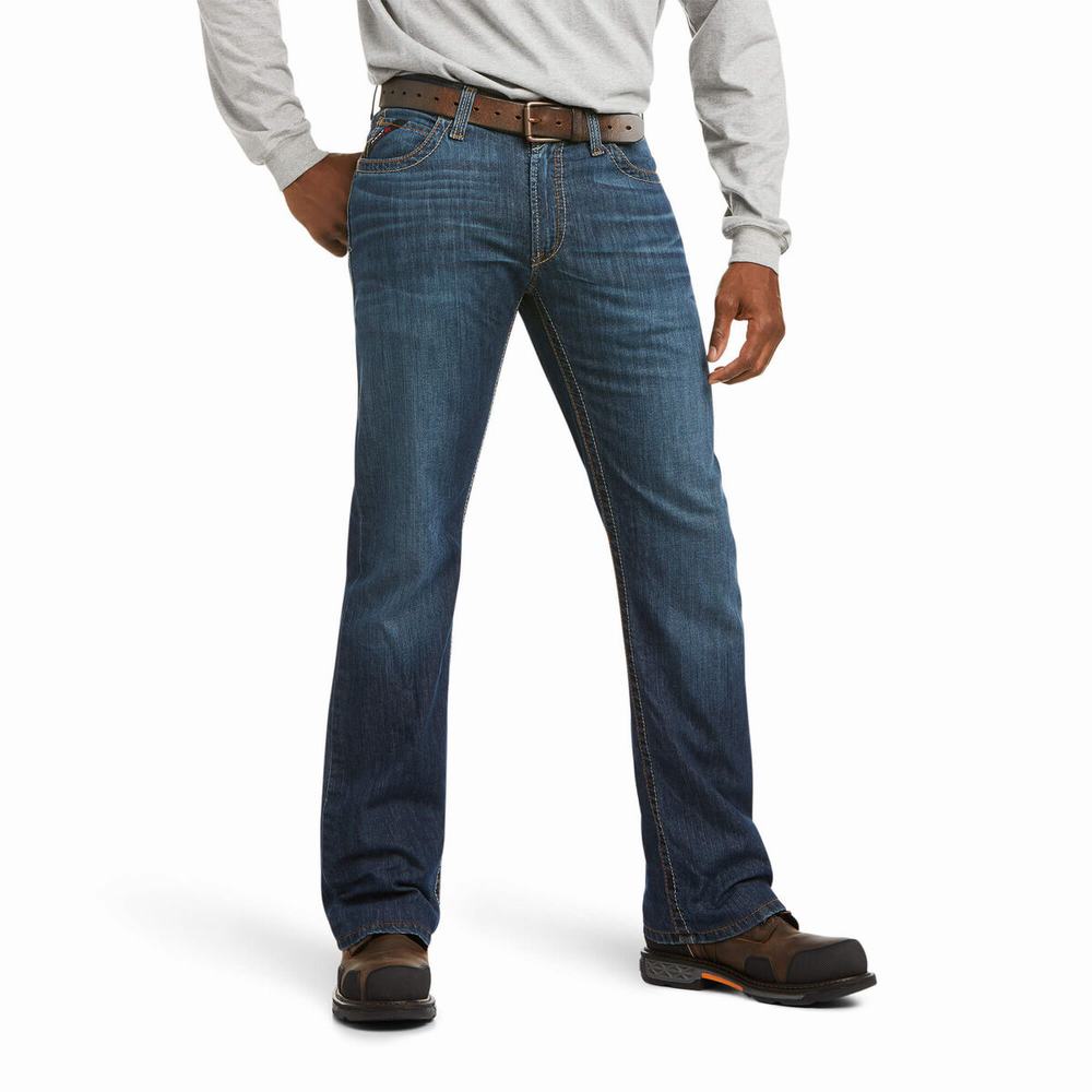 Jeans Straight Ariat FR M4 Relaxed Stretch DuraLight Jett Cut Uomo Blu | IT754EXNA