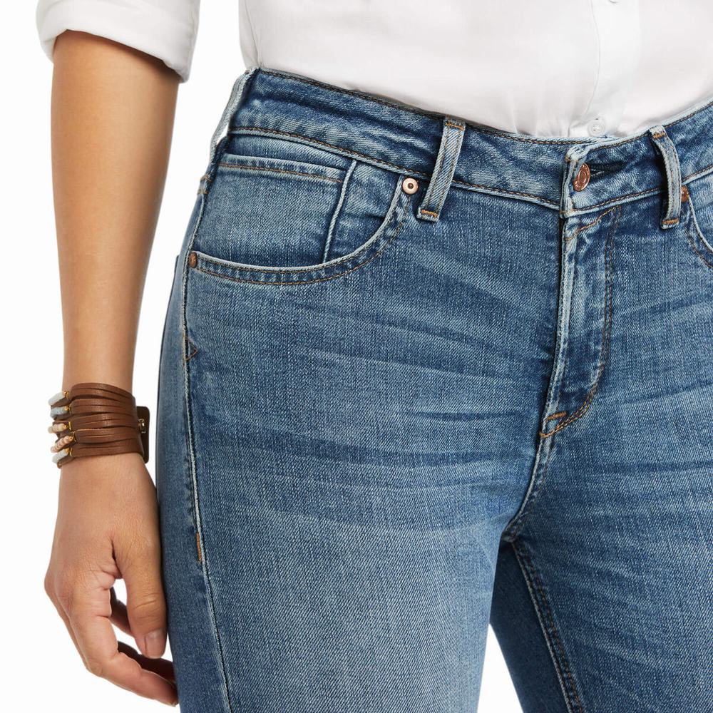 Jeans Straight Ariat Premium High Rise Crop Donna Blu | IT491XSYG