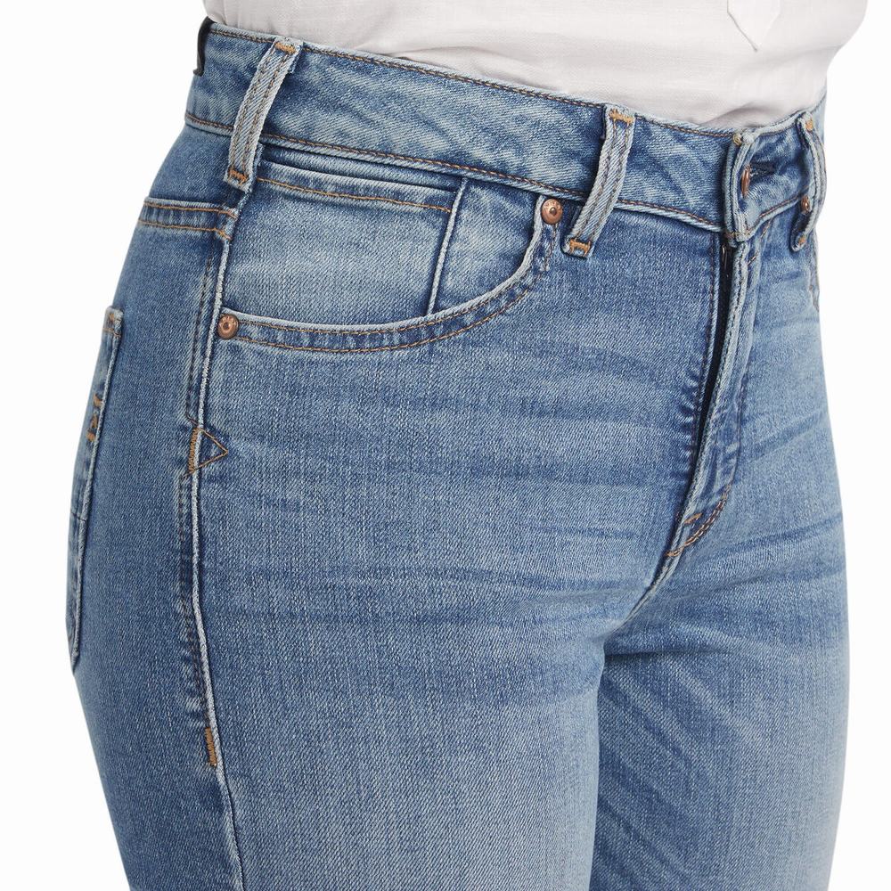 Jeans Straight Ariat Premium High Rise Stretch Donna Blu | IT957LIGT