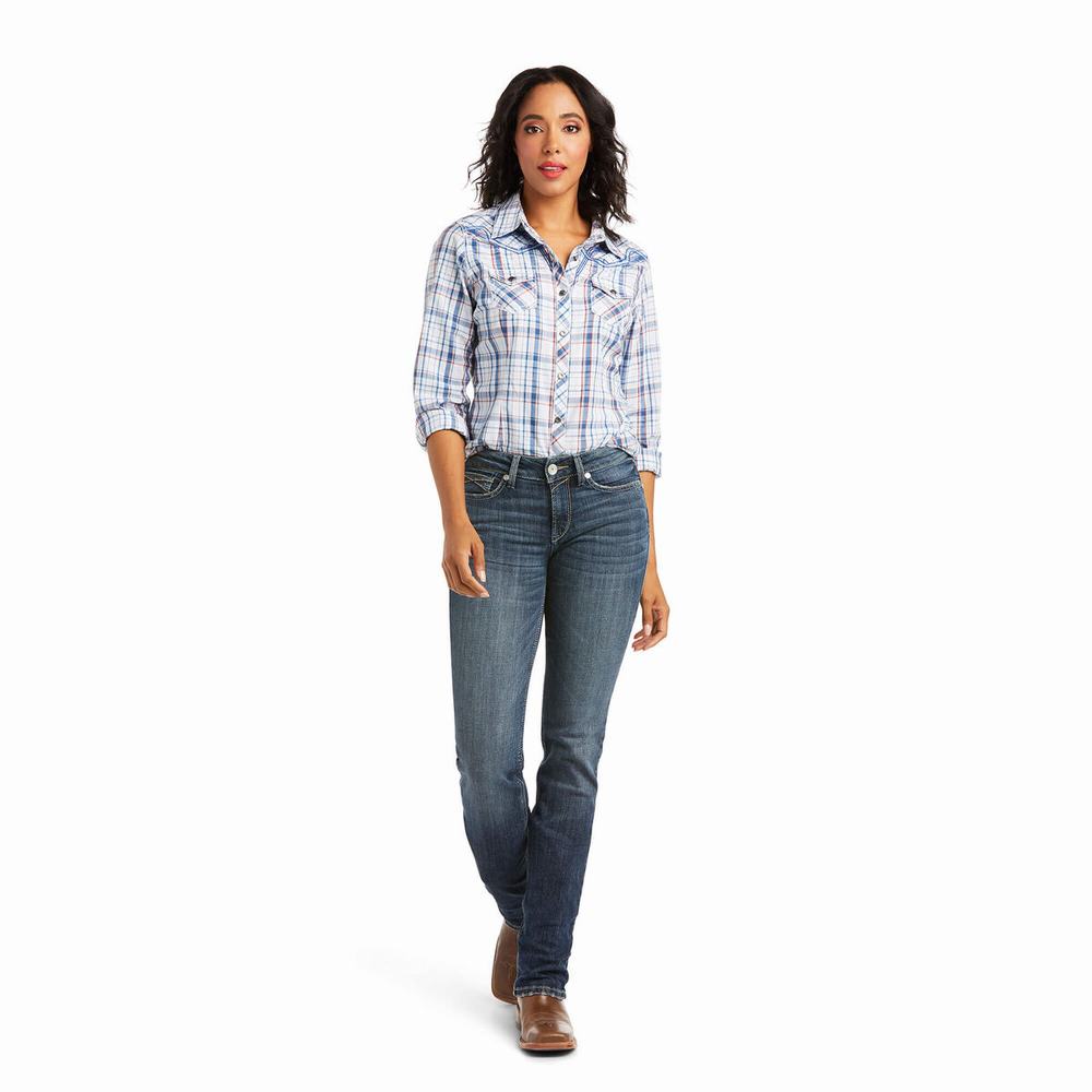 Jeans Straight Ariat R.E.A.L. High Rise Destiny Donna Blu | IT163FVJH