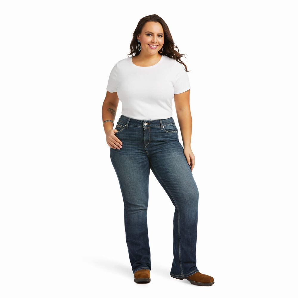 Jeans Straight Ariat R.E.A.L. High Rise Destiny Donna Blu | IT163FVJH