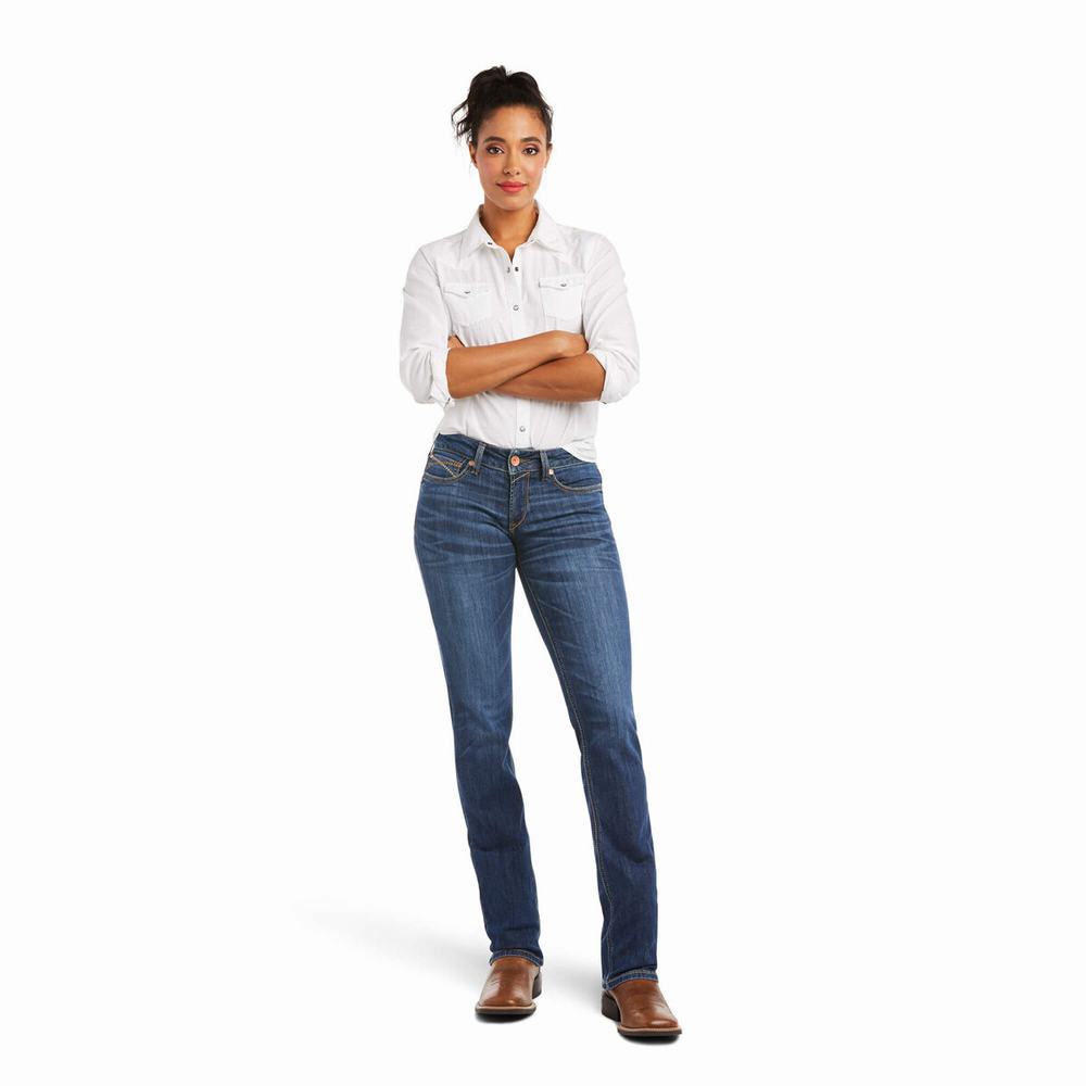 Jeans Straight Ariat R.E.A.L. Mid Rise Brenda Donna Colorate | IT128QNAT