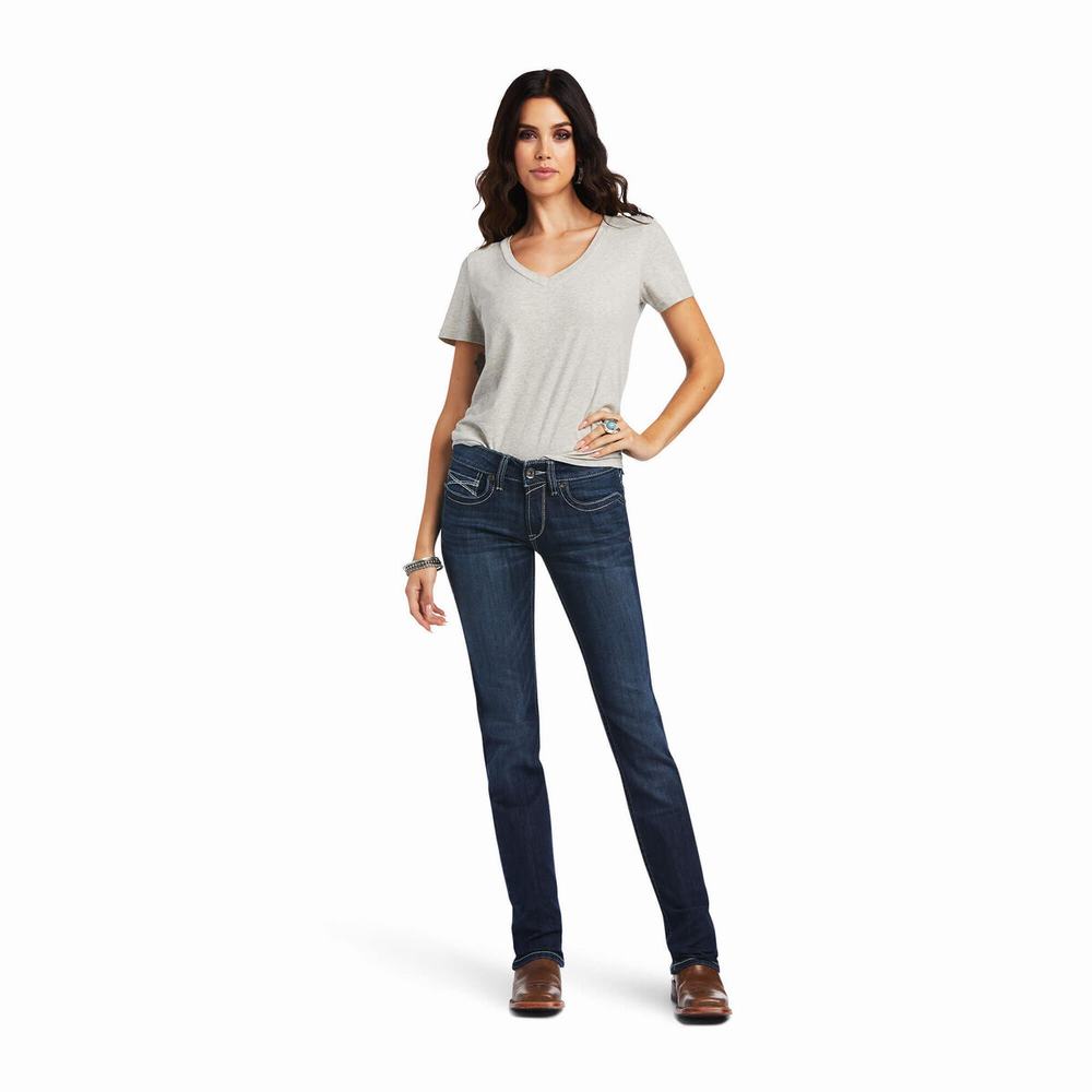 Jeans Straight Ariat R.E.A.L. Mid Rise Clarissa Donna Colorate | IT265ILJU