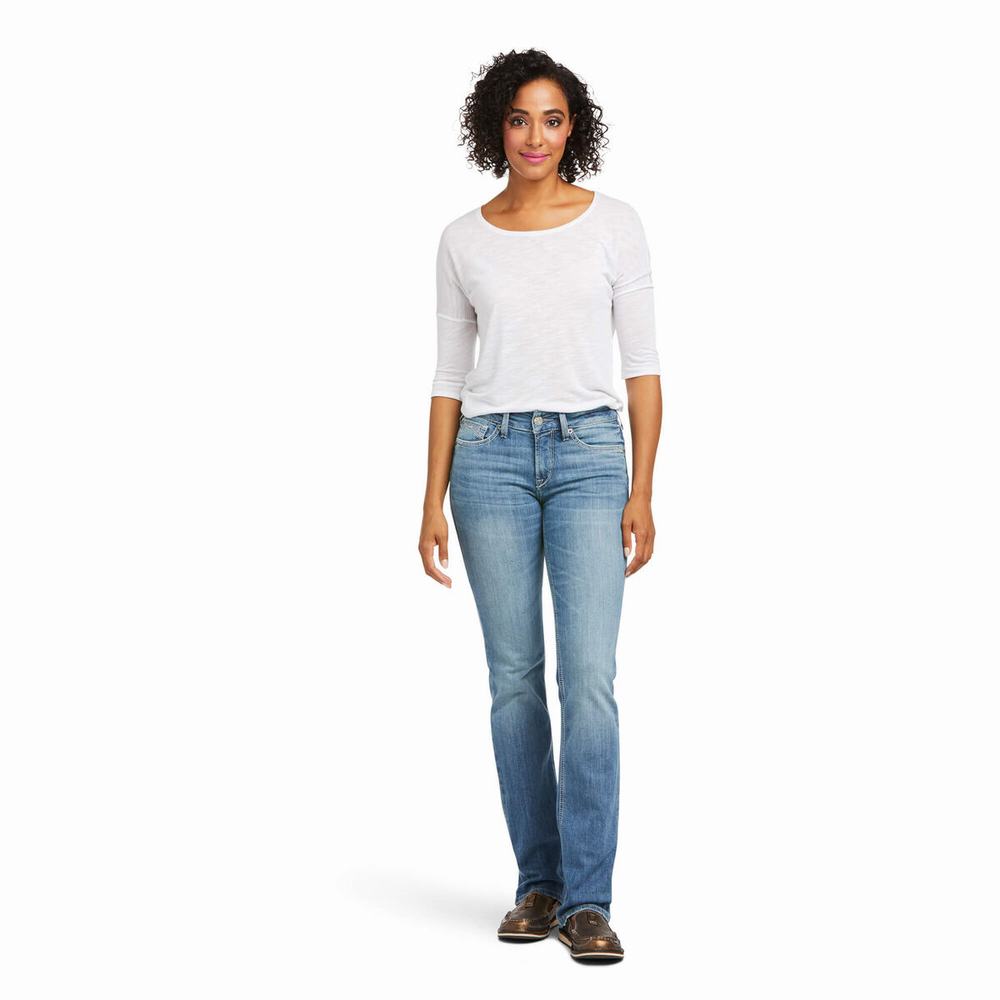 Jeans Straight Ariat R.E.A.L. Perfect Rise Karen Donna Blu | IT072ZJIH