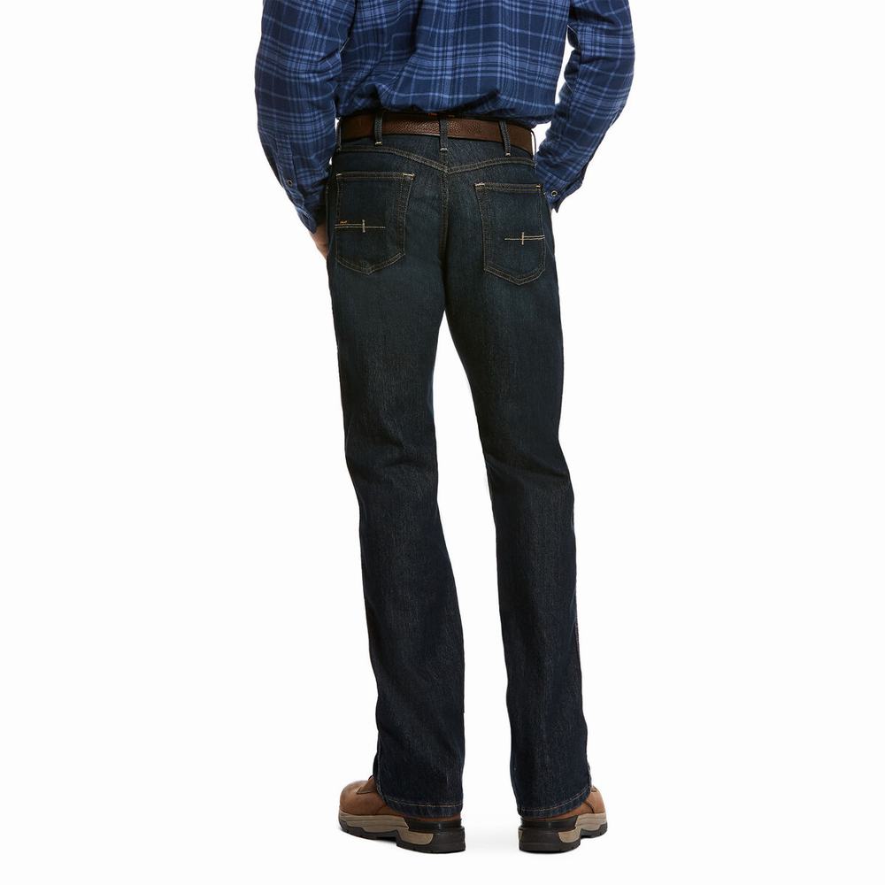 Jeans Straight Ariat Rebar M4 Relaxed DuraStretch Basic Uomo Nere Blu | IT504KCZJ