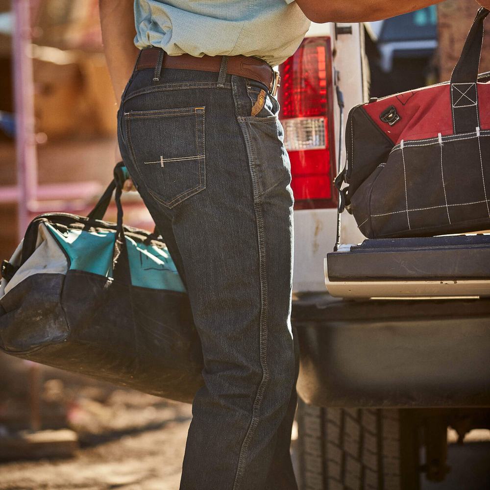 Jeans Straight Ariat Rebar M5 DuraStretch Edge Uomo Nere Blu | IT197ETMY