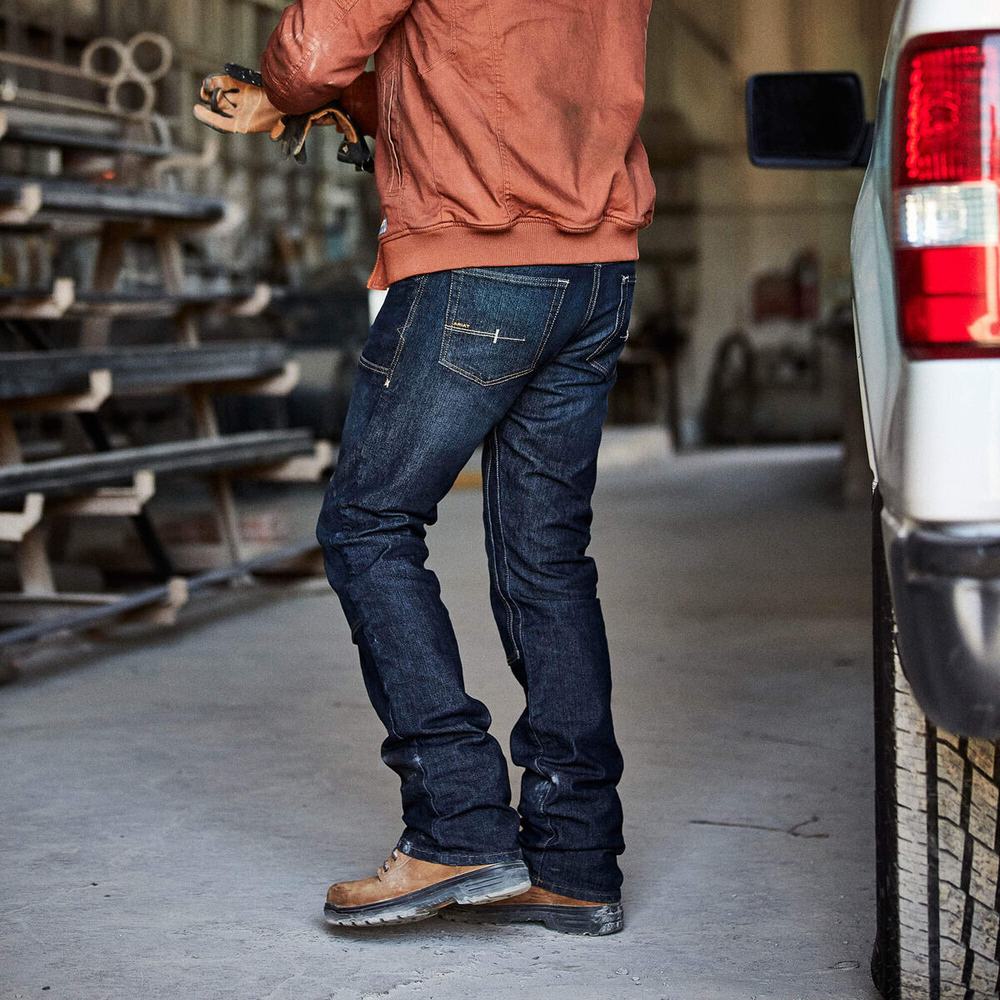 Jeans Straight Ariat Rebar M5 DuraStretch Basic Double Front Uomo Nere Blu | IT543FIKD