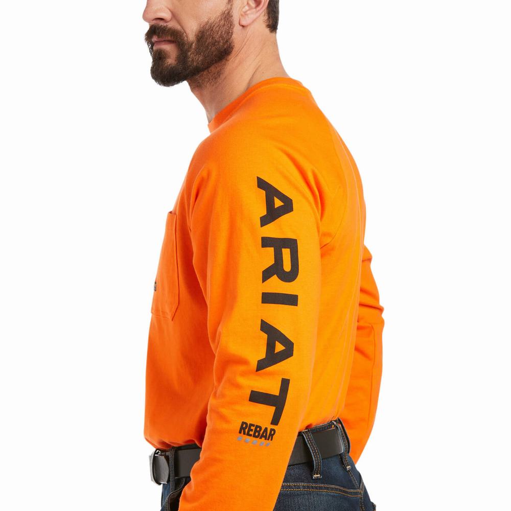 Magliette Ariat Rebar Cotone Strong Grafica Uomo Arancioni Nere | IT349YCAM