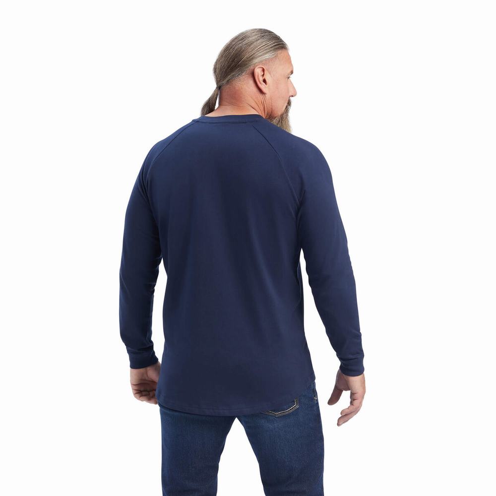 Magliette Ariat Rebar Cotone Strong Uomo Blu Marino | IT051YHGI