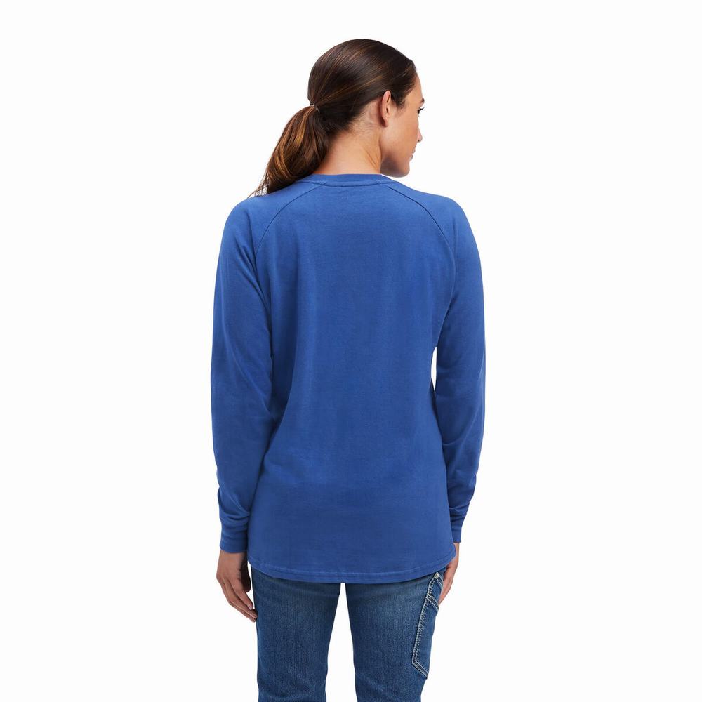 Magliette Ariat Rebar CottonStrong Block Donna Blu Marino | IT842OCMQ