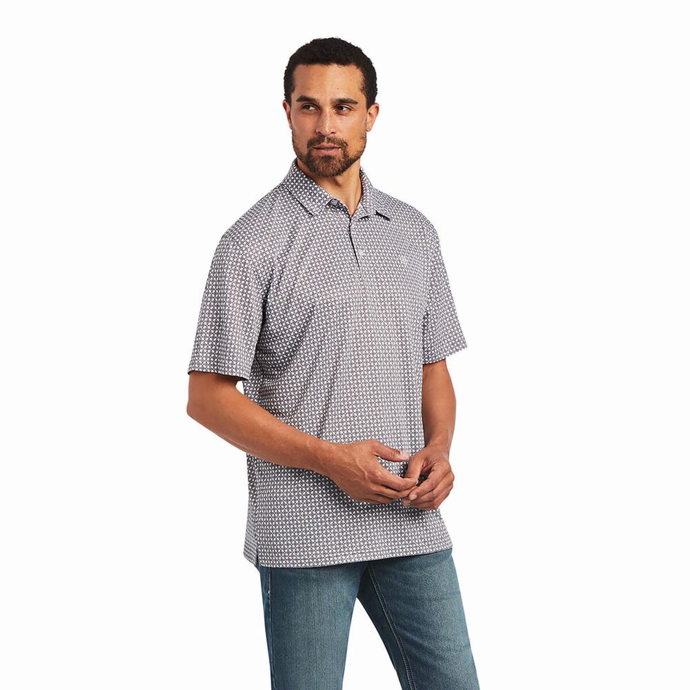 Magliette Polo Ariat All Over Print Uomo Bianche | IT932SHTX