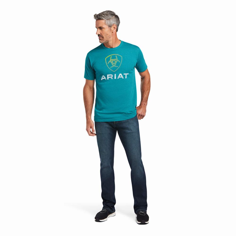 Magliette Polo Ariat Blends Uomo Verde Acqua Scuro | IT028SWBM