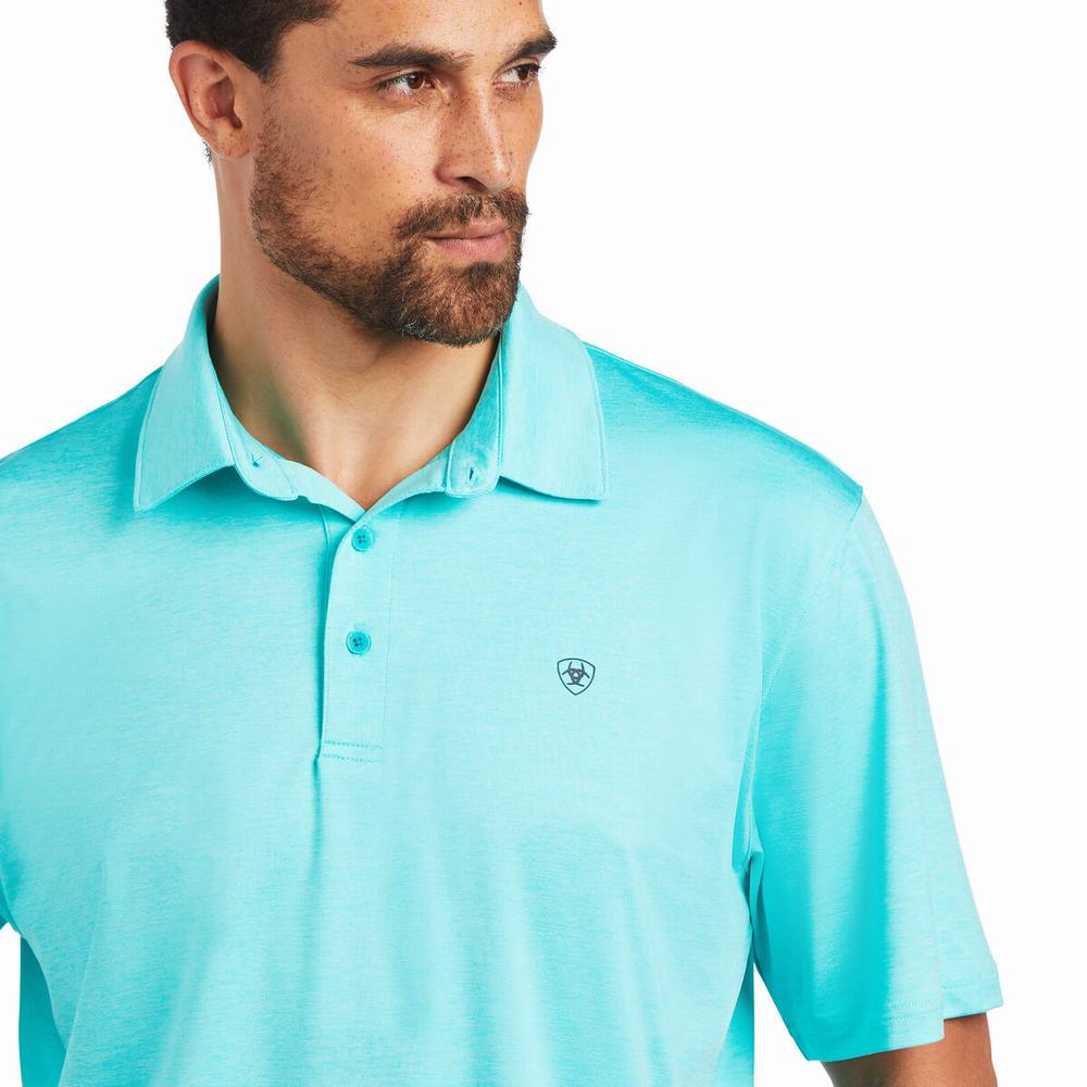 Magliette Polo Ariat Charger 2.0 Uomo Verde Acqua | IT378QKBR