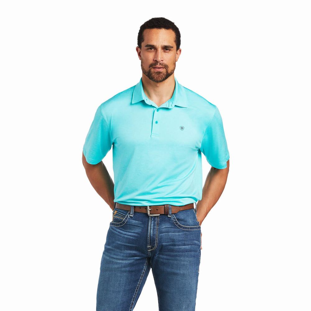 Magliette Polo Ariat Charger 2.0 Uomo Verde Acqua | IT378QKBR