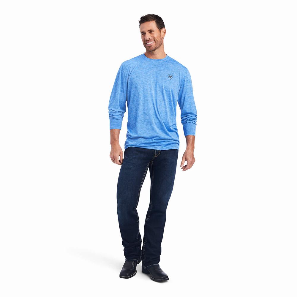 Magliette Polo Ariat Charger Land of the Free Uomo Blu | IT015UPJL