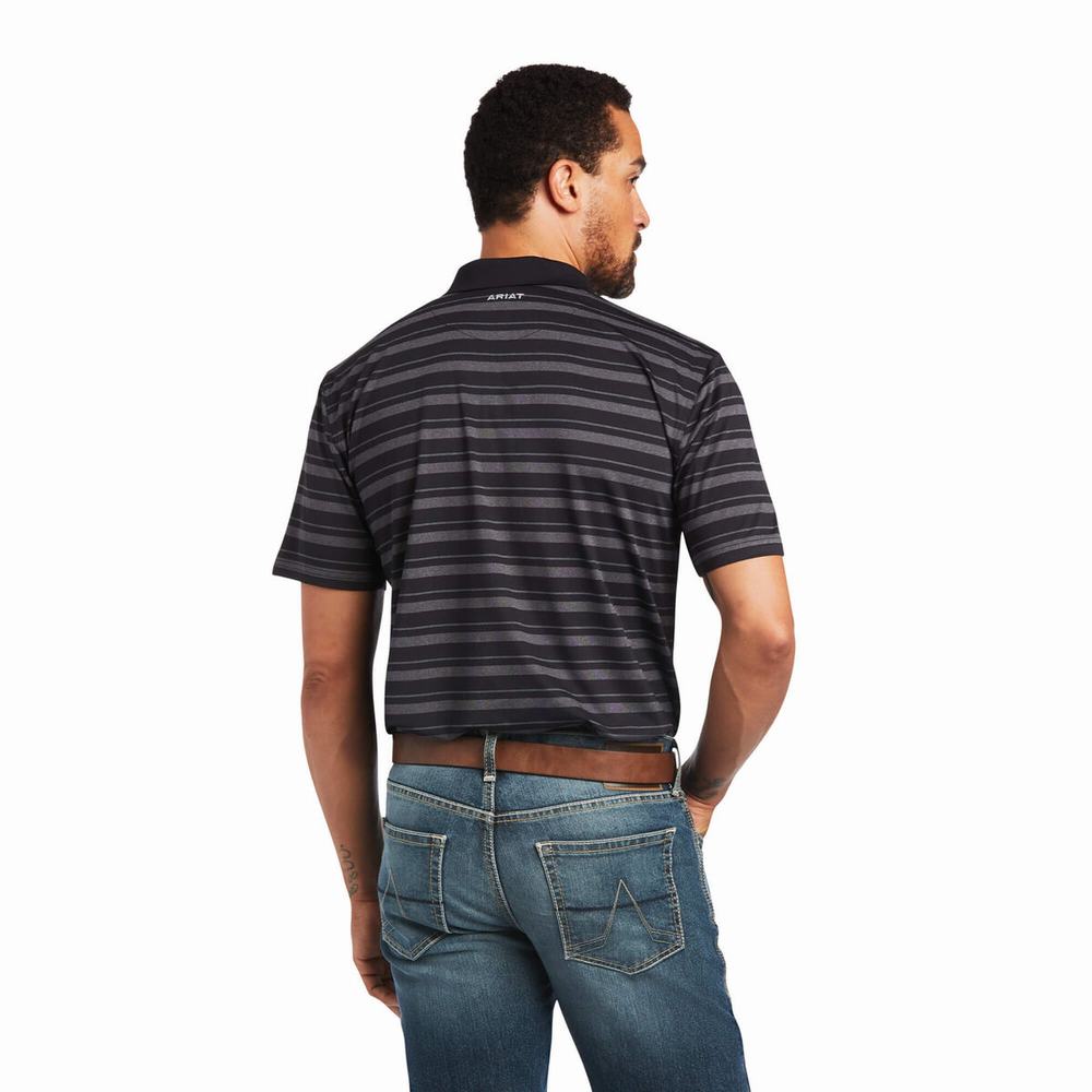 Magliette Polo Ariat Ombre Stripe Ftd Uomo Nere | IT028MUYO