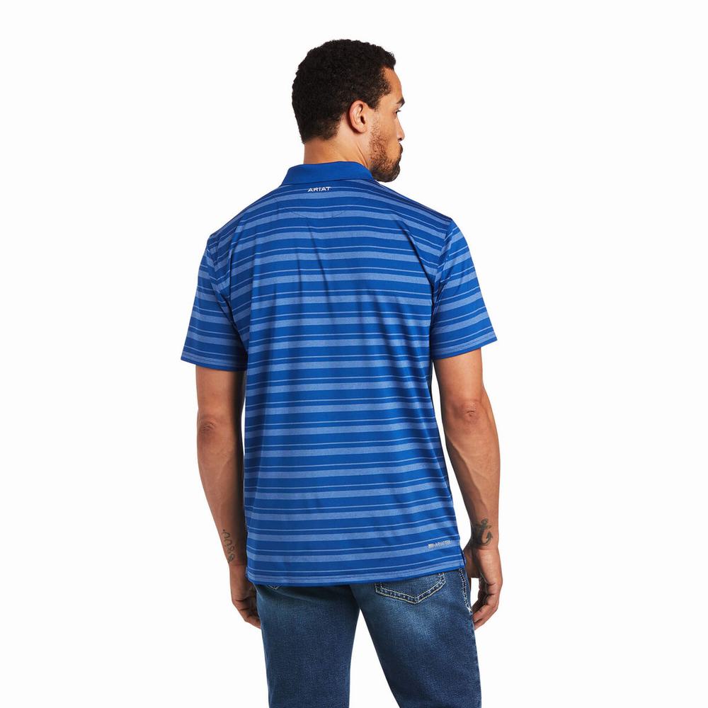 Magliette Polo Ariat Ombre Stripe Ftd Uomo Blu | IT479SBKN