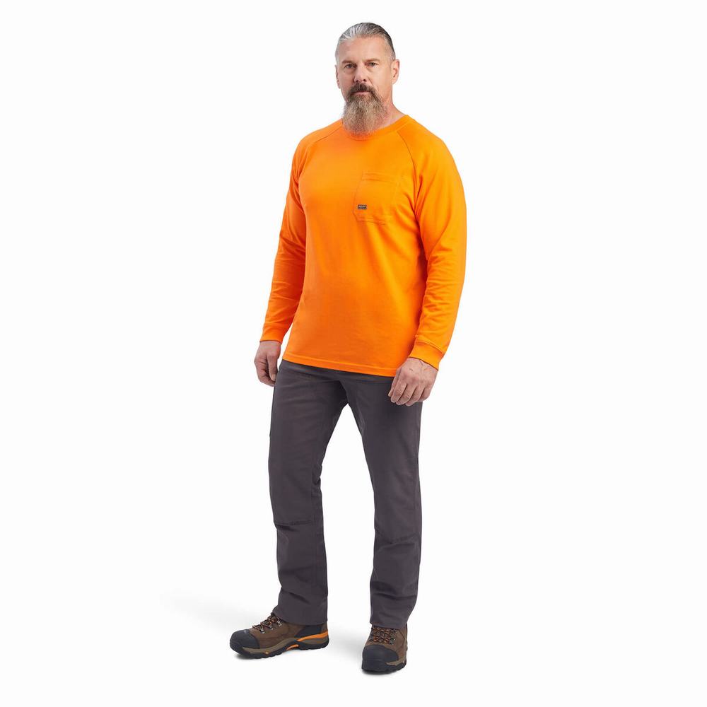 Magliette Polo Ariat Rebar Cotone Strong Uomo Arancioni | IT856OFGU