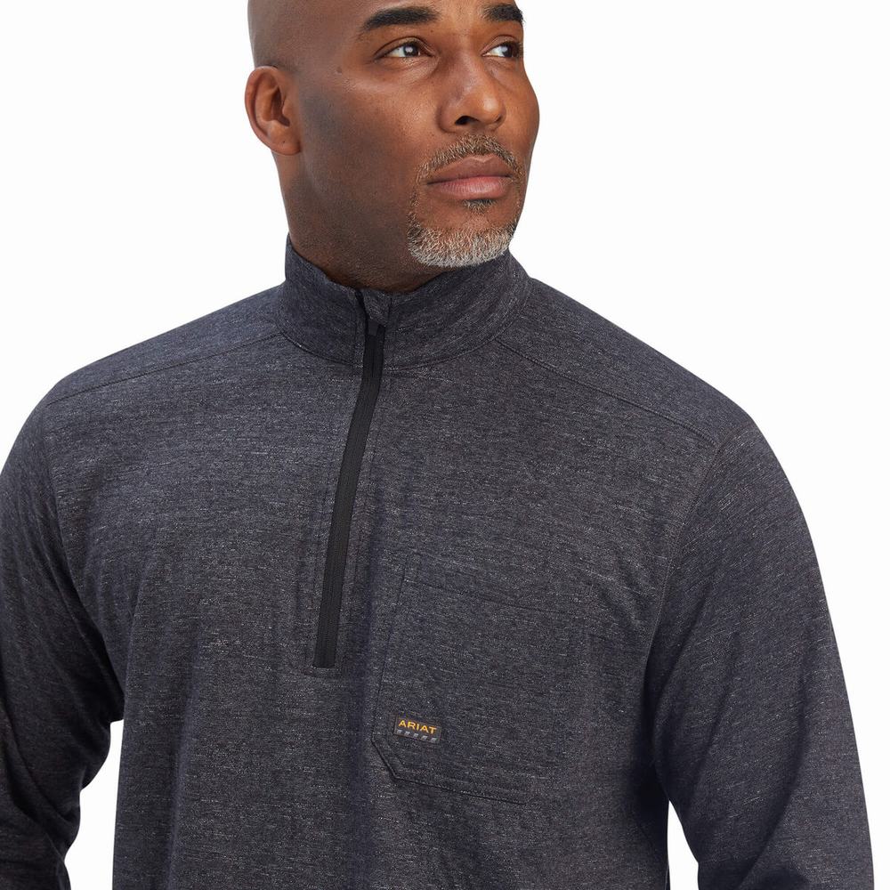 Magliette Polo Ariat Rebar Foundation 1/4 Zip Uomo Grigie | IT186RLGZ