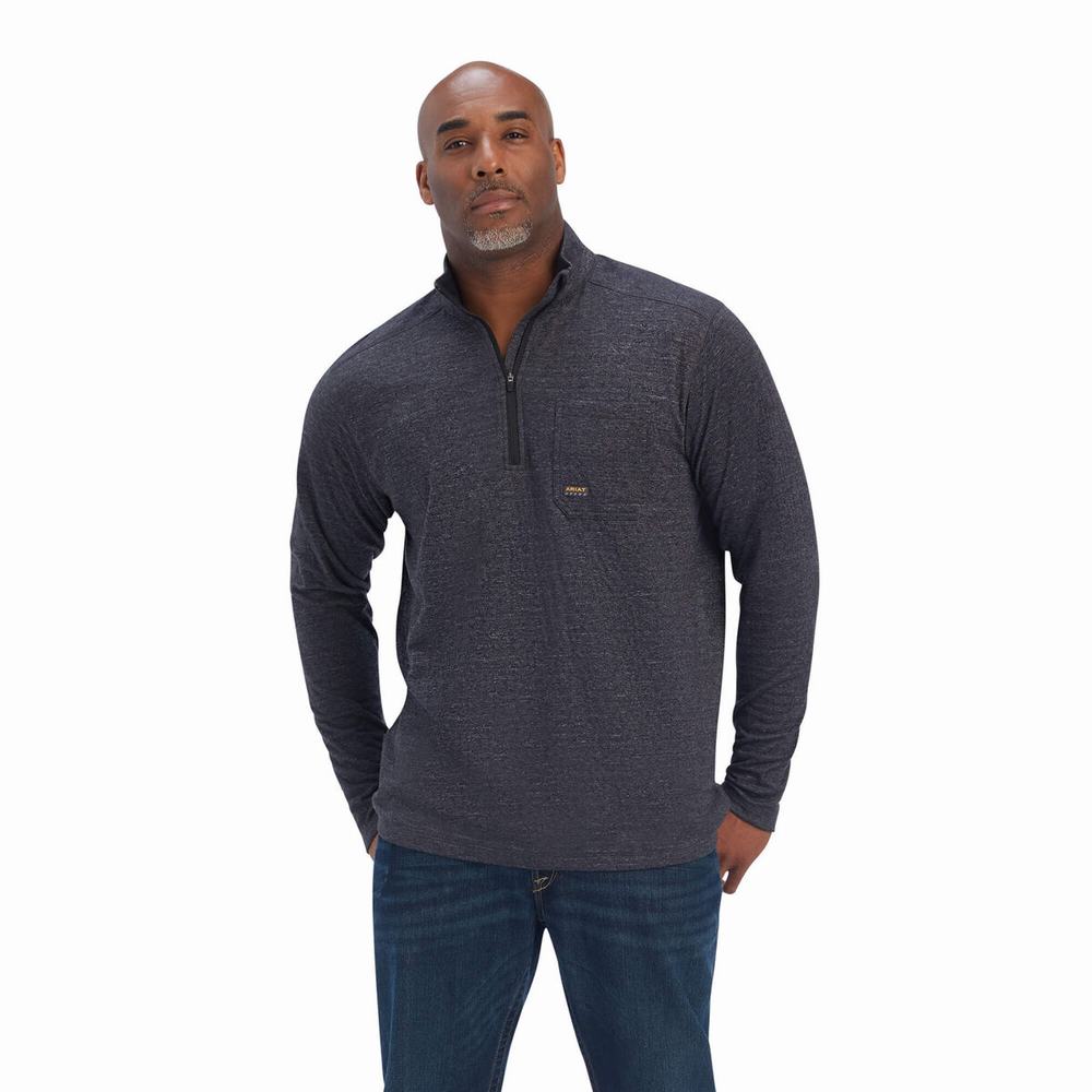 Magliette Polo Ariat Rebar Foundation 1/4 Zip Uomo Grigie | IT186RLGZ